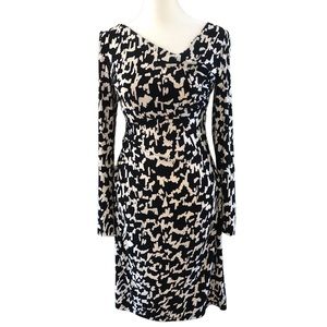 NWT Lauren Ralph Lauren Long Sleeve Black & White Side V-Neck Sheath Dress Sz 4